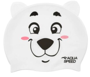Aqua Speed dětská plavecká čepice ZOO BEAR 3D WHITE