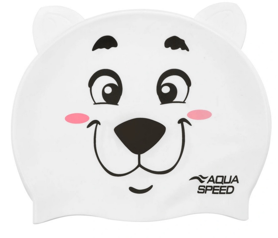 Aqua Speed dětská plavecká čepice ZOO BEAR 3D WHITE